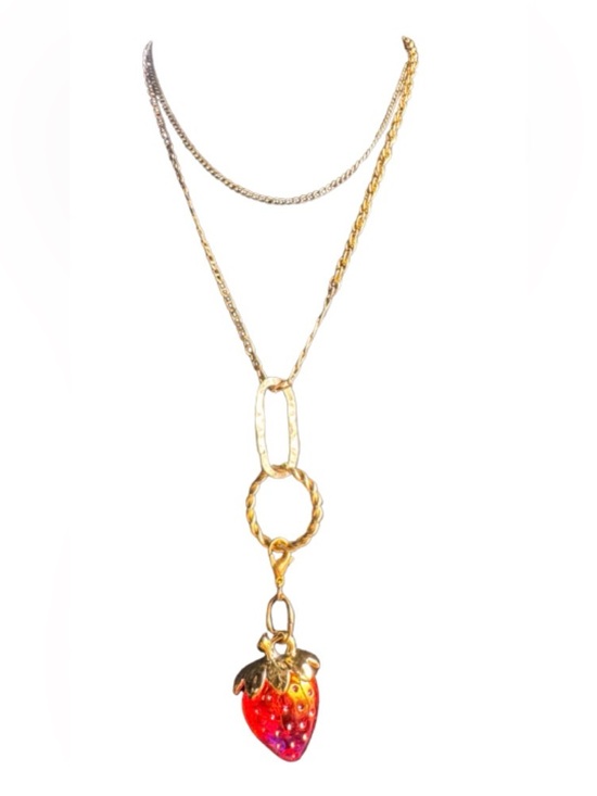 Jewelry - Handmade Charm Necklace with Strawberry